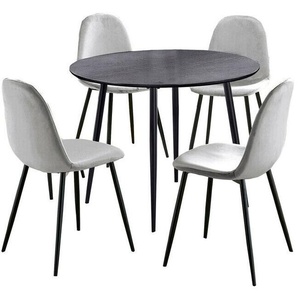 Runder Esstisch Schwarz Mit 4 Stühlen Essgruppe Esszimmertisch 100x76cm Modern