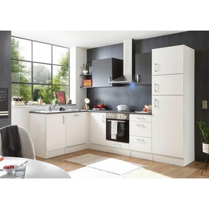 Livetastic Küchenleerblock , Anthrazit, Weiß , 3 Schubladen , 280x175 cm , links aufbaubar, rechts aufbaubar , Eckküchen