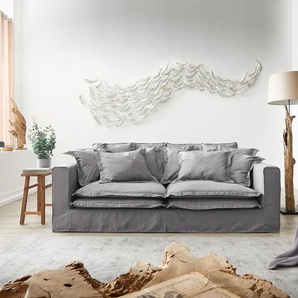 Hussensofa Noelia 240x145 cm Grau mit Kissen Bigsofa, Big Sofas