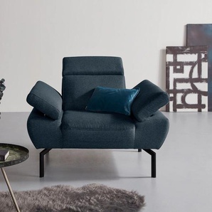 Sessel PLACES OF STYLE Trapino Luxus Gr. Struktur fein, Mit Kopfteilverstellung-Mit Armteilverstellung, Armlehnenverstellung-Kopfstützenverstellung, B/H/T: 118 cm x 83 cm x 87 cm, blau (dunkelblau) Einzelsessel Sessel wahlweise mit Rückenverstellung,