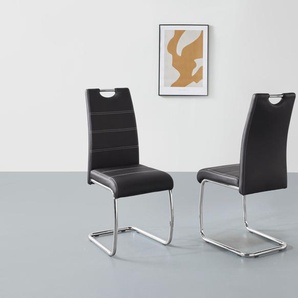 Freischwinger HELA FLORA Stühle Gr. B/H/T: 43 cm x 98 cm x 59 cm, 2 St., Kunstleder, Metall, schwarz (schwarz, chrom) Freischwinger Stühle 2 oder 4 Stück