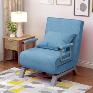 Schlafsofa (187 x 60 x 26 cm) Schlafsessel Sessel Gästebett klappbar Rückenlehne in 6 Positionen verstellbar Blue