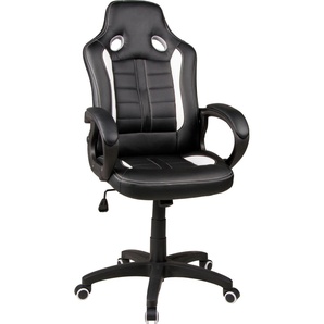 Gaming-Stuhl DUO COLLECTION Fabio Stühle schwarz-weiß (schwarz, weiß, hellgrau) Gaming-Stuhl Racing-Chair Gamingstühle Stühle mit gepolsterten Armlehnen