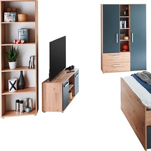 Jugendzimmer-Set ARTHUR BERNDT Alessio Schlafzimmermöbel-Sets Gr. ohne Matratze, B/H: 120 cm x 200 cm, braun (artisan oak nachbildung, anthrazit) Kinder Komplett-Kinderzimmer mit Melamin-Oberfläche