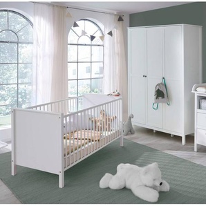 Babybett Komplett Set mit Kleiderschrank OLOT-19 in weiß