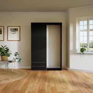 Schrank Schwarz - Moderner Schrank: Schubladen in Schwarz & Türen in Schwarz - Hochwertige Materialien - 151 x 233 x 47 cm, konfigurierbar