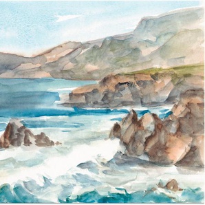 Artland Wandbild Wasserfarben Küste II, Küste (1 St), als Alubild, Leinwandbild, Wandaufkleber oder Poster in versch. Größen
