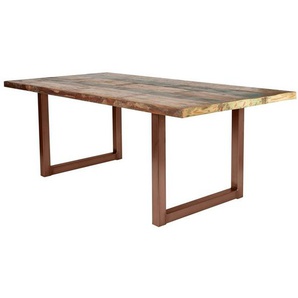 Tisch buntes Altholz TISCHE-14 180x100x77cm Platte bunt lackiert, Gestell antikbraun Platte Altholz, Gestell Stahl