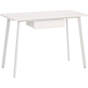 HOMCOM Schreibtisch, Computertisch, Bürotisch mit Schubladen, Elegantes Design, MDF+Stahl, Weiß, 120 x 60 x 76 cm