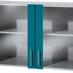 wiho Küchen Glashängeschrank Kiel, Front mit Glaseinsatz B/H/T: 100 cm x 56,5 35 cm, 2 blau Küchenschränke Schränke