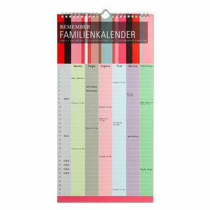 ® Familienkalender - 12 Monatsblätter je 6 Spalten, 21 x 41 cm