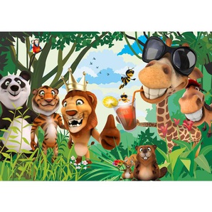 Fototapete Kinderzimmer Zoo Tiere Safari Comic Party Dschungel  no. 87 | Fototapete Vlies - PREMIUM PLUS HiQ | 350x245 cm