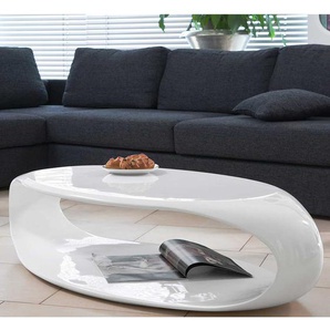 Design Wohnzimmertisch oval Hochglanz Weiß