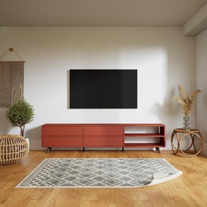 Lowboard Terrakotta - Designer-TV-Board: Schubladen in Terrakotta - Hochwertige Materialien - 226 x 52 x 34 cm, Komplett anpassbar