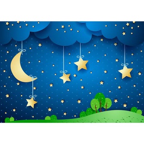 Fototapete Sternenhimmel Stars Sterne Leuchtsterne Nachthimmel Mond no. 120 | Fototapete Vlies - PREMIUM PLUS HiQ | 350x245 cm