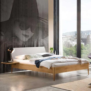 Wildeiche Bett mit Polster Kopfteil in modernem Design 140x200 cm