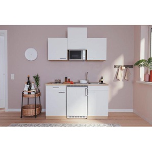 Respekta Miniküche , Weiß, Eiche , 1 Schubladen , 150 cm , Küchen, Miniküchen