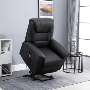 HOMCOM elektrischer Aufstehsessel Massagesessel mit Vibrierendemassage Heizfunktion Sessel mit Aufstehhilfe relaxsessel mit Fernbedienung PU-Leder Schwarz 93 x 95 x 106 cm
