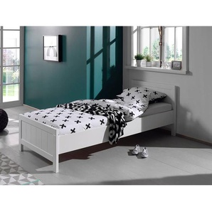 Jugendzimmerbett ohne Lattenrost CANNES-12 in weiß lackiert, B/H/T: ca. 96/77/208 cm