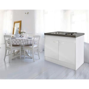 Respekta Miniküche Miniküche , Weiß , Kunststoff , 100 cm , Küchen, Miniküchen