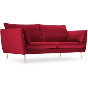 Samtiges Sofa, Agate, 4 Sitze, Rot, 223x100x97