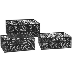 Set aus 3 Kisten Pop, durchbrochenes Metall, schwarz