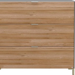 Sideboard SET ONE BY MUSTERRING Chicago Sideboards Gr. B/H/T: 177 cm x 98 cm x 45 cm, mit Füße, 2, braun (front: grandson oak nachbildung, oberplatte glas anthrazit glanz) Sideboards