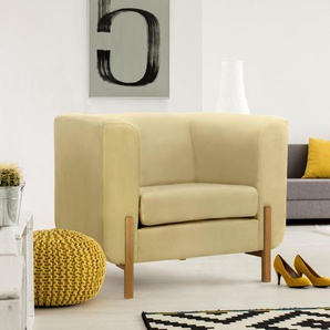 Sessel INOSIGN Gr. Samtoptik, Füße Buche natur, B/H/T: 101 cm x 76 cm x 88 cm, beige Einzelsessel Sessel