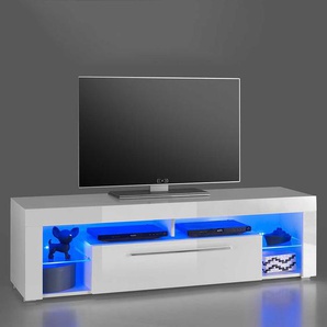 Fernseh Unterschrank in Weiß Hochglanz LED Beleuchtung