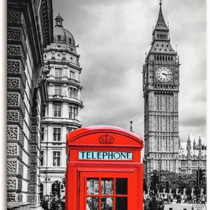 Artland Wandbild London Telefonzelle, Architektonische Elemente (1 St), als Alubild, Leinwandbild, Wandaufkleber oder Poster in versch. Größen