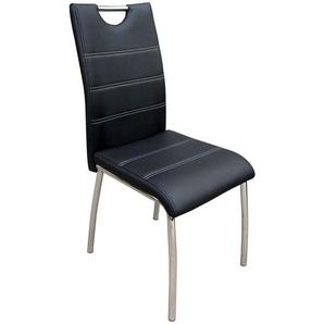 Kunstleder Stühle in Schwarz verchromtem Metallgestell (4er Set)