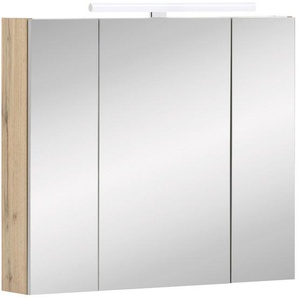 Stylife Spiegelschrank , Glas , 6 Fächer , 80x71-75x16 cm , Soft-Close-System , Badezimmer, Badezimmerspiegel, Spiegelschränke