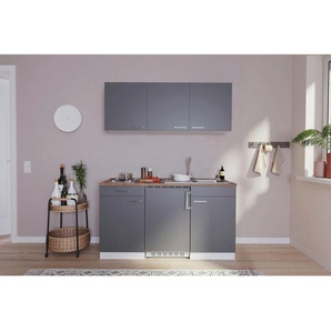 Respekta Miniküche Singleküchen , Grau , Kunststoff , 1 Schubladen , 150 cm , Frontauswahl, links aufbaubar, rechts aufbaubar , Küchen, Miniküchen