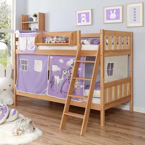 Kinderetagenbett mit Vorhang im Prinzessin Design Hängeregal
