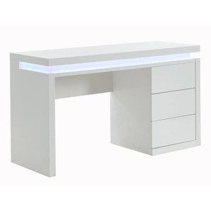 Schreibtisch mit 3 Schubladen & LED-Beleuchtung - MDF - Weiß - EMERSON