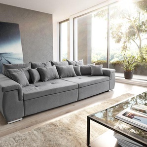 Sofa Navin 275x116 cm Grau Couch mit Kissen, Big Sofas