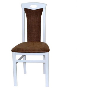 Zwei Esstisch Stühle in Weiß Braun (2er Set)