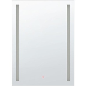 Badspiegel Silber 60 x 80 cm Kunststoff mit LED Beleuchtung mit Ausstrahlung Rechteckig Klassisch