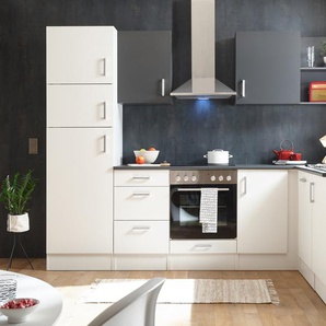 Küche Eck CORNER Einbaueckküche Komplettküche mit E-Geräten 280cm weiß