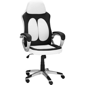 Gaming-Stuhl INOSIGN Niro Stühle Gr. B/H/T: 68 cm x 131 cm x 66 cm, 1 St., Kunstleder Lederoptik, schwarz (schwarz, weiß) Gamingstühle mit Stützkissen am Rücken, Sitzhöhe 42-52 cm