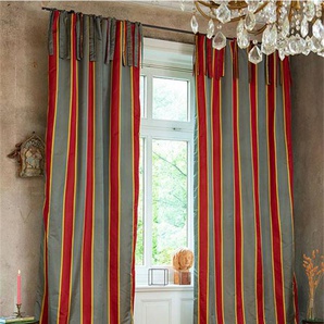 Faux-Silk-Vorhang rot-grün-gold gestreift - bunt - Vorhang: 100 % PES, Abfütterung: 100 % Baumwolle - Vorhänge - Gardinen - Schlaufenschals