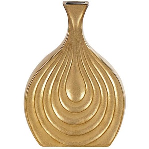 Dekovase aus Keramik in Gold 25 cm Modern Elegant Glamour Stil Flurdeko Wohnzimmer Schlafzimmer Wohnaccessoires Tischdekoration