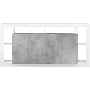 Sideboard LC Rimini Sideboards Gr. B/H/T: 210 cm x 102 cm x 42 cm, 4, grau (beton, optik, weiß hochglanz lack) Sideboards Breite 210 cm