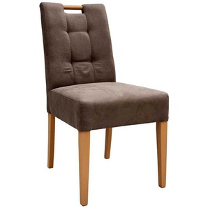 Gepolsterter Stuhl in Taupe Gestell aus Buche Massivholz