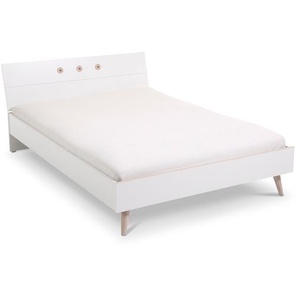 WIMEX Bett, Weiß / Eiche, Kunststoff 140 x 200 cm