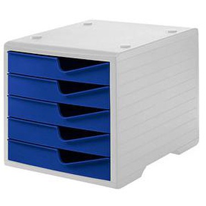 styro Schubladenbox styroswingbox  blau DIN C4 mit 5 Schubladen