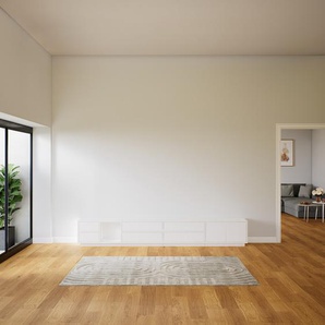 Lowboard Weiß - TV-Board: Schubladen in Weiß & Türen in Weiß - Hochwertige Materialien - 303 x 46 x 34 cm, Komplett anpassbar