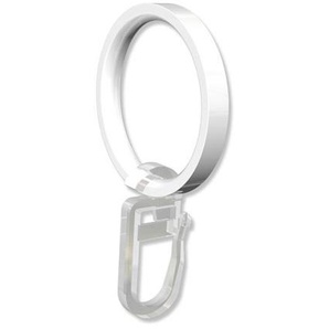 Gardinenstangen Ringe mit Faltenhaken, Gardinenringe in Weiß für 20 mm Ø (16 Stück)