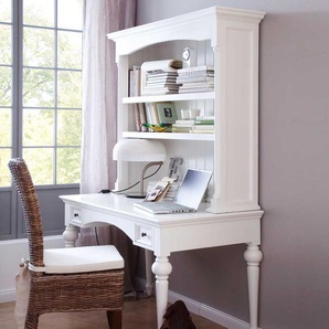 Schreibtisch mit Aufsatzregal Landhausstil Weiß