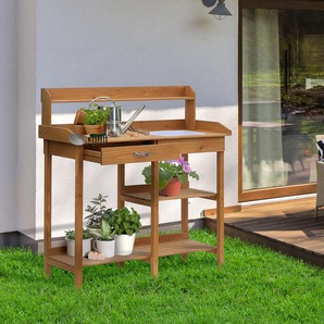 Outsunny® Pflanztisch mit Wanne Tannenholz H112cm Natur